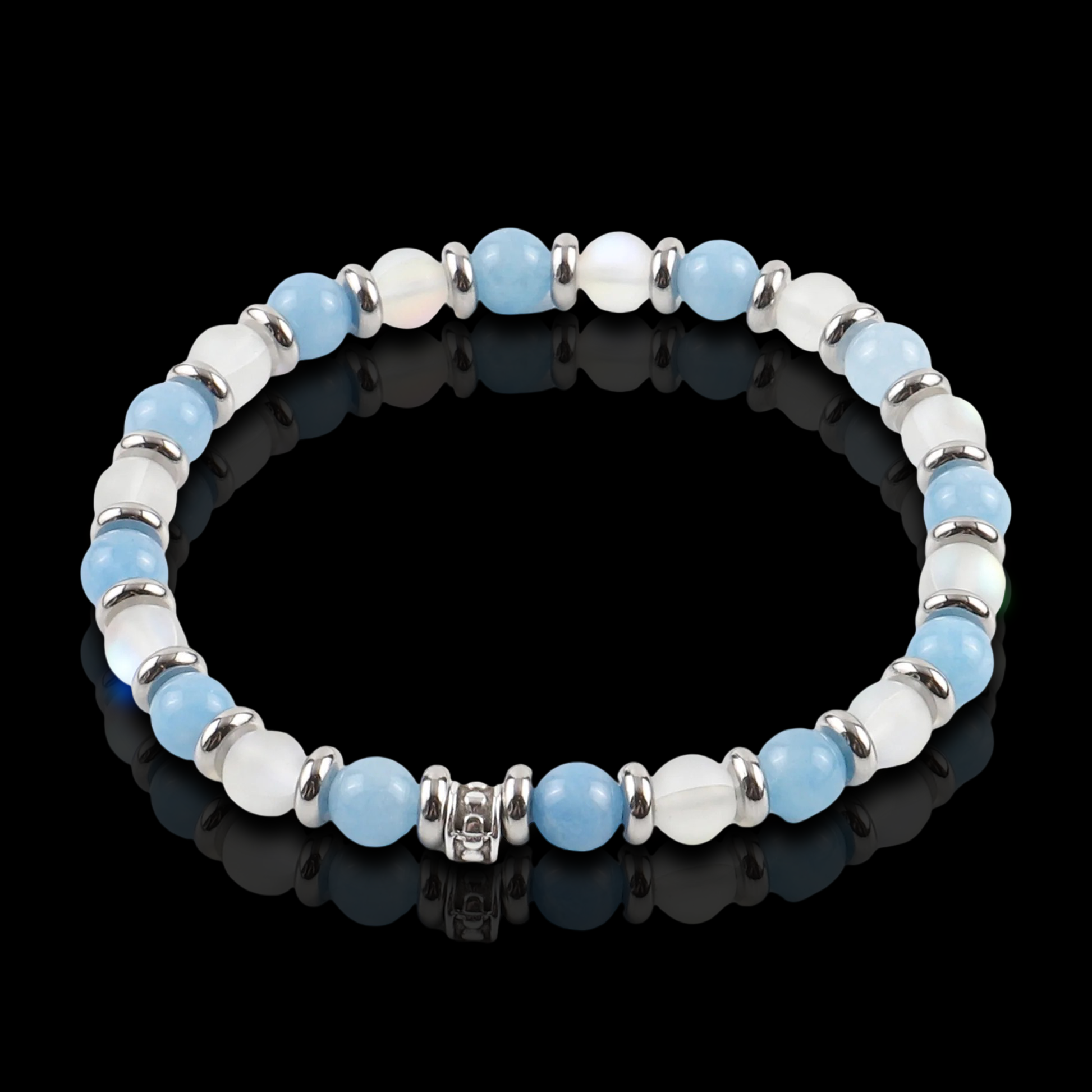 Moonstone and Quartz Bracelet (6mm)