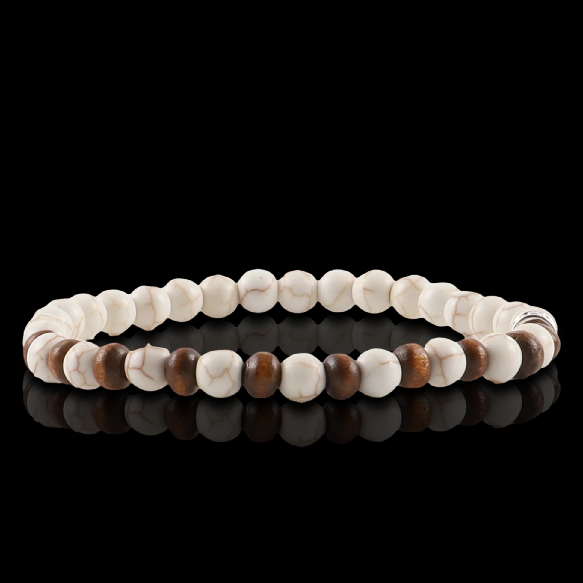 Howlite and Wood Bracelet (6mm)